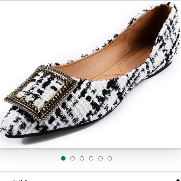 Shoes - Women’s Ballerinas pointed toe shoes, square buckle flat shoes